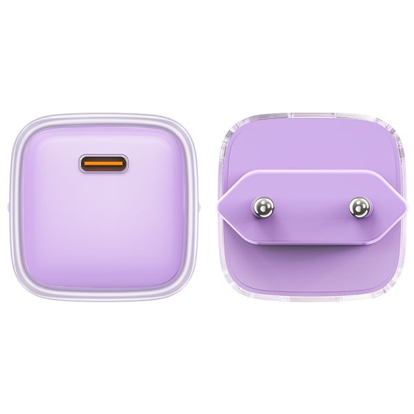 Tīkla lādētājs ar PD 30W Gan3 USB-C Purple Display