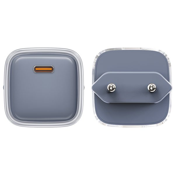 Tīkla lādētājs ar PD 30W Gan3 USB-C pelēko displeju