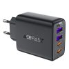 PD 45W GAN lādētājs ar 4 portiem 2x USB-C + 2X USB-Melnās porti