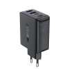 PD 45W GAN lādētājs ar 4 portiem 2x USB-C + 2X USB-Melnās porti