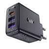 PD 35W GAN lādētājs ar 3 2x USB-A + USB-C melnajiem portiem