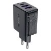 PD 35W GAN lādētājs ar 3 2x USB-A + USB-C melnajiem portiem