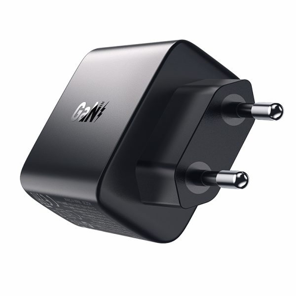 PD 35W GAN lādētājs ar 3 2x USB-A + USB-C melnajiem portiem