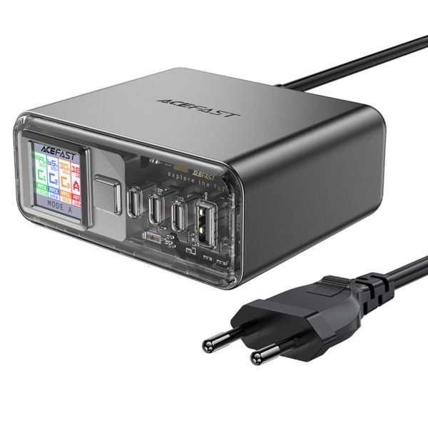 PC barošanas stacija PD 218W GAN ar 4 portiem 3x USB-C + USB-A Grey