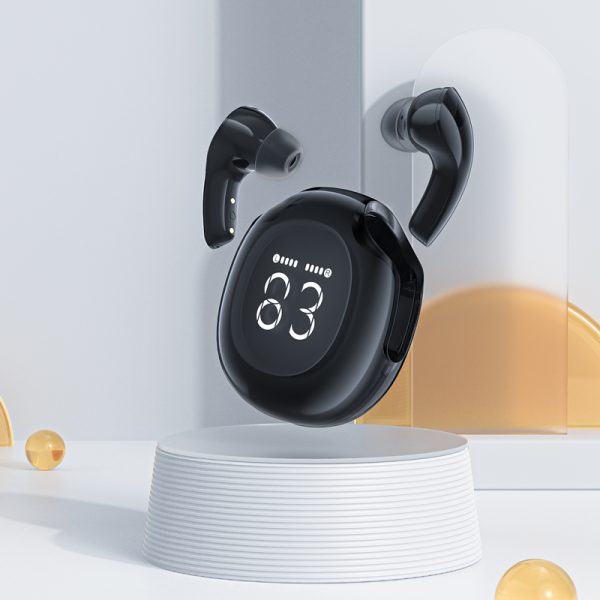 Bezvadu austiņas T9 Bluetooth 5.3 USB-C melnas austiņas