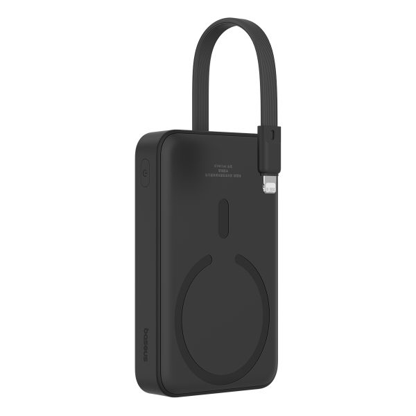 Mini PowerBank Magsafe 1000MAH 20W ar zibens kabeli iPhone 0,3m melnam