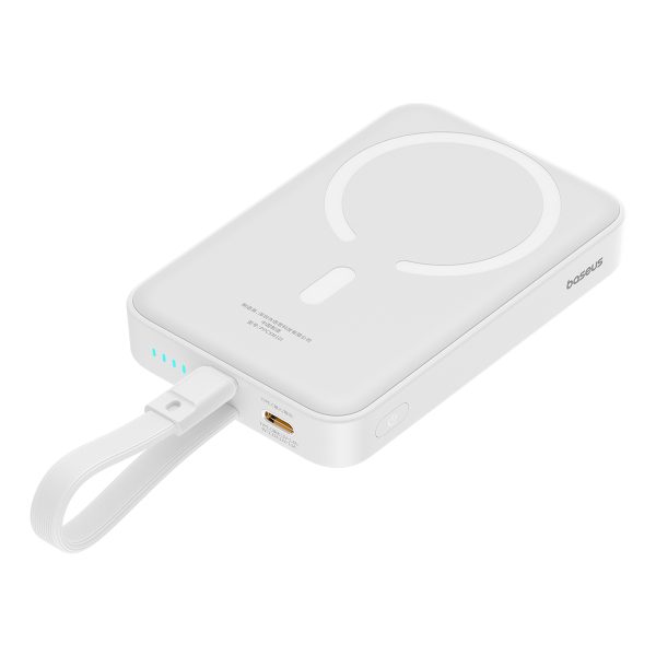 Mini PowerBank Magsafe 1000mAh 20W ar zibens kabeli iPhone 0,3m baltajam
