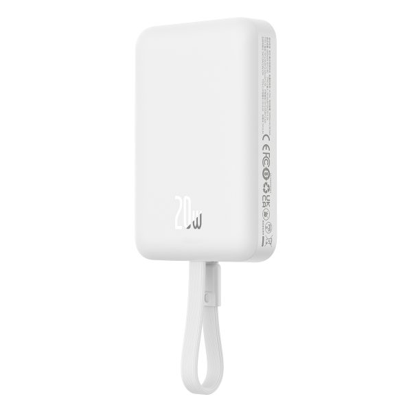 Mini PowerBank Magsafe 1000mAh 20W ar zibens kabeli iPhone 0,3m baltajam