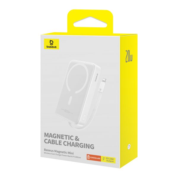 Mini PowerBank Magsafe 1000mAh 20W ar zibens kabeli iPhone 0,3m baltajam