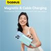 Mini PowerBank Magsafe 1000mAh 20W ar zibens kabeli iPhone 0,3m zilā krāsā