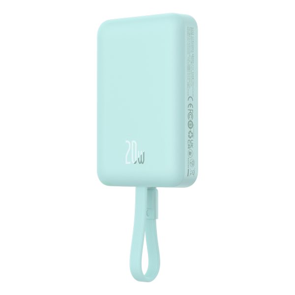 Mini PowerBank Magsafe 1000mAh 20W ar zibens kabeli iPhone 0,3m zilā krāsā