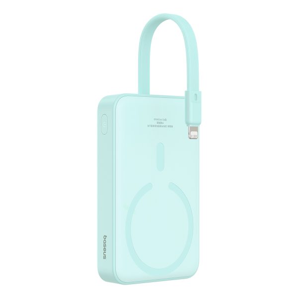 Mini PowerBank Magsafe 1000mAh 20W ar zibens kabeli iPhone 0,3m zilā krāsā