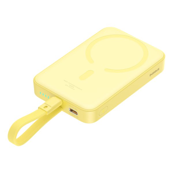 Mini PowerBank Magsafe 1000mAh 20W ar zibens kabeli iPhone 0,3m dzeltenai krāsai