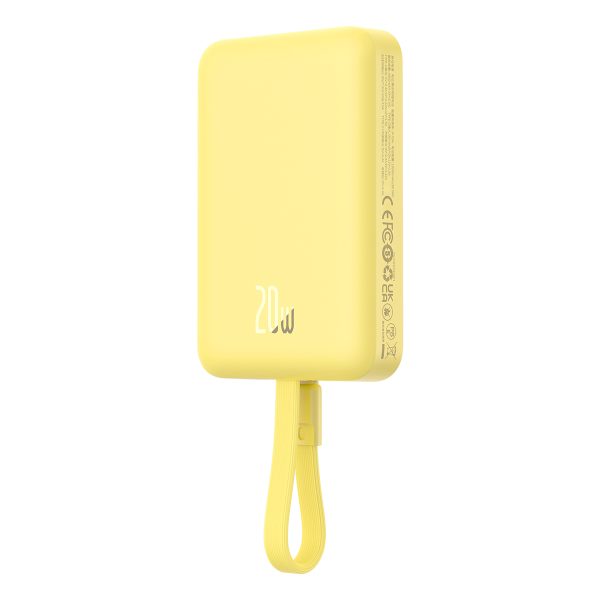 Mini PowerBank Magsafe 1000mAh 20W ar zibens kabeli iPhone 0,3m dzeltenai krāsai