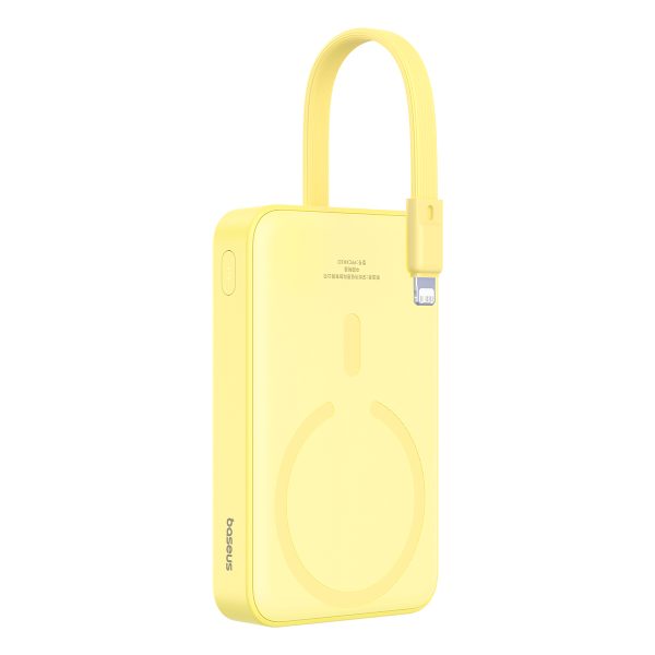 Mini PowerBank Magsafe 1000mAh 20W ar zibens kabeli iPhone 0,3m dzeltenai krāsai
