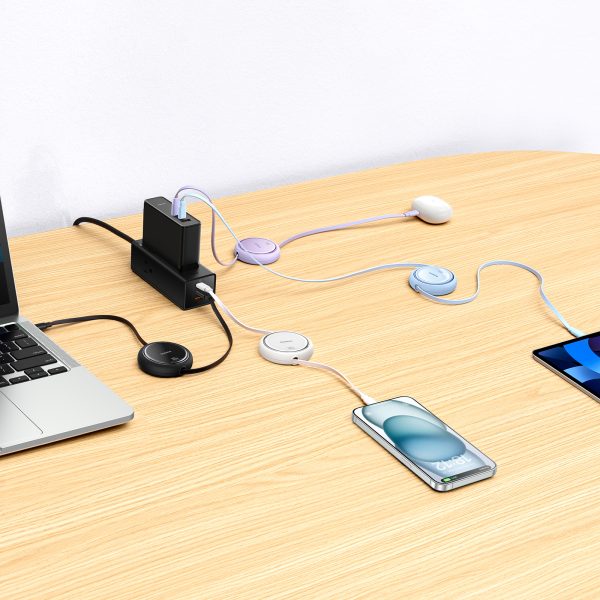 Kabeļa ievelkams kabelis USB-C 100W Free2Drag mini 1m zils