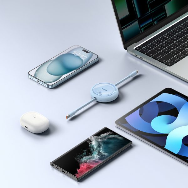 Kabeļa ievelkams kabelis USB-C 100W Free2Drag mini 1m zils