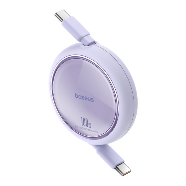 Kabeļa ievelkams kabelis USB-C 100W Free2Draga mini 1m purpursarkanā krāsā