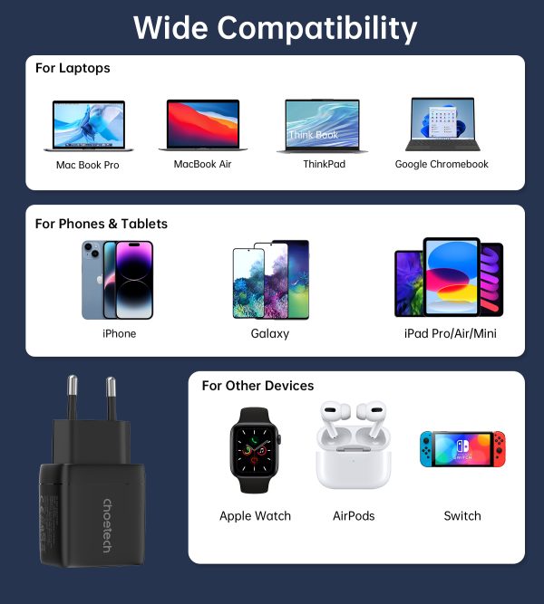 Maza spēcīga GAN 2X USB-C PD 35W GAN lādētājs ar melnu displeju