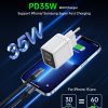 Maza spēcīga tīkla lādētājs Gan USB-A USB-C PD 35W ar baltu displeju