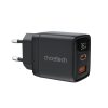 Maza spēcīga tīkla lādētājs Gan USB-A USB-C PD 35W ar melnu displeju