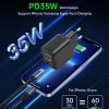 Maza spēcīga tīkla lādētājs Gan USB-A USB-C PD 35W ar melnu displeju