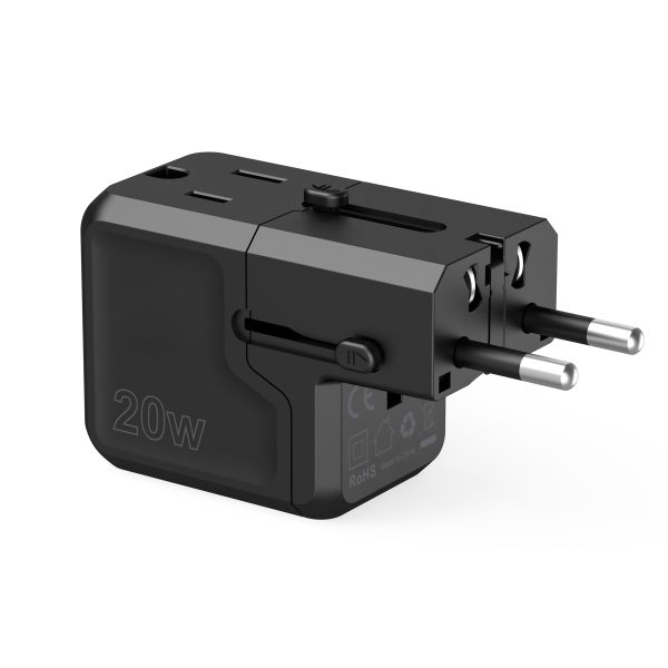 Universal USB-C USB-A PD 20W USB 20W LIETOŠANA ES UK AU: Black