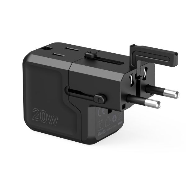 Universal USB-C USB-A PD 20W USB 20W LIETOŠANA ES UK AU: Black