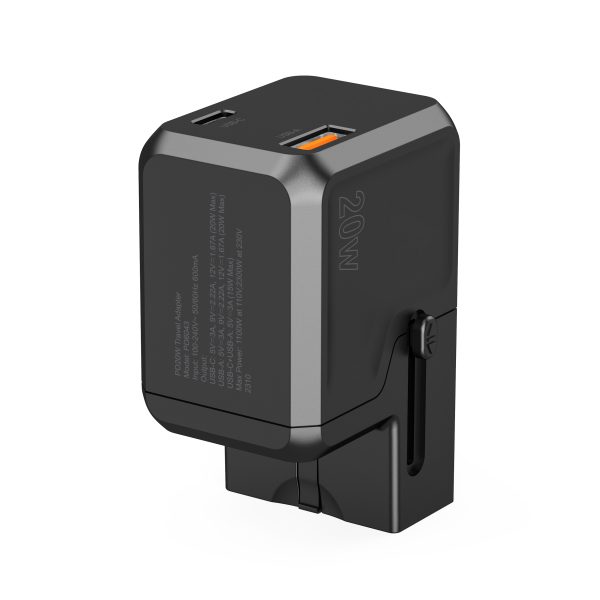 Universal USB-C USB-A PD 20W USB 20W LIETOŠANA ES UK AU: Black