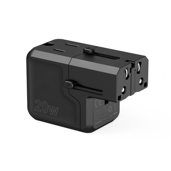 Universal USB-C USB-A PD 20W USB 20W LIETOŠANA ES UK AU: Black