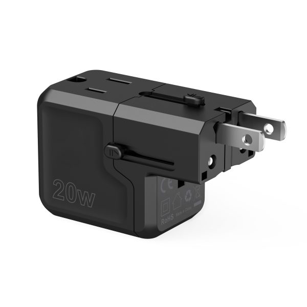 Universal USB-C USB-A PD 20W USB 20W LIETOŠANA ES UK AU: Black