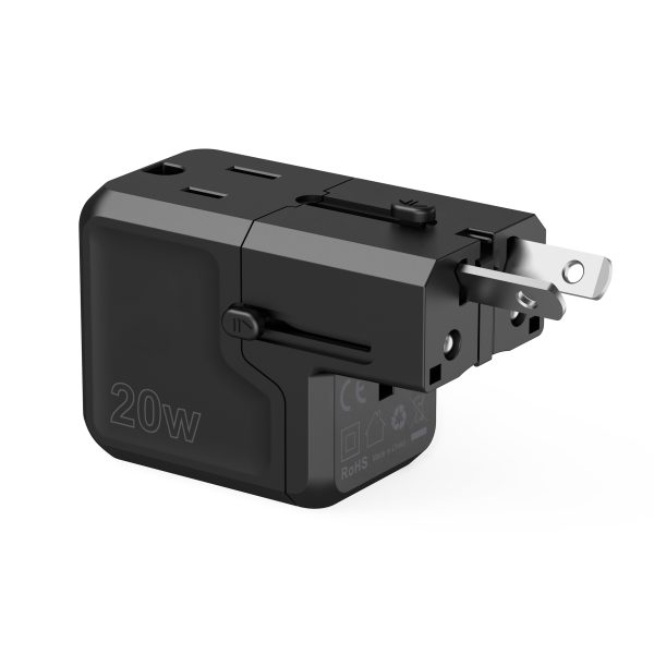 Universal USB-C USB-A PD 20W USB 20W LIETOŠANA ES UK AU: Black