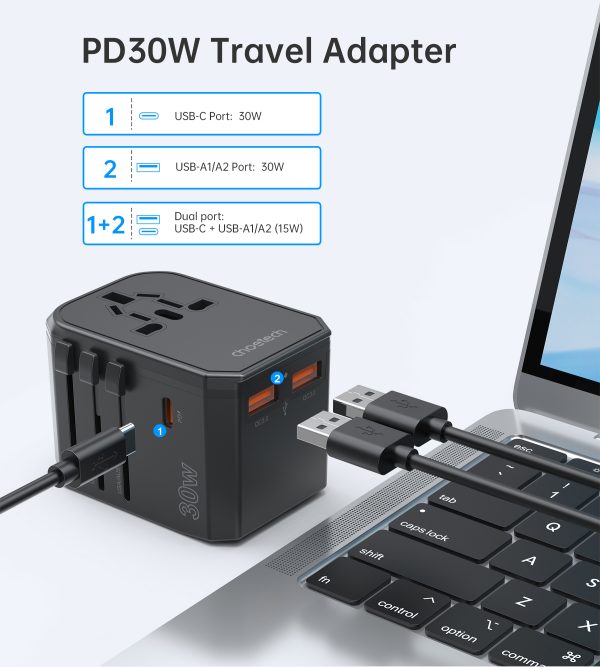 Universal USB-C 2X USB-A PD 30W USB-A USB-A UK UK AU AU