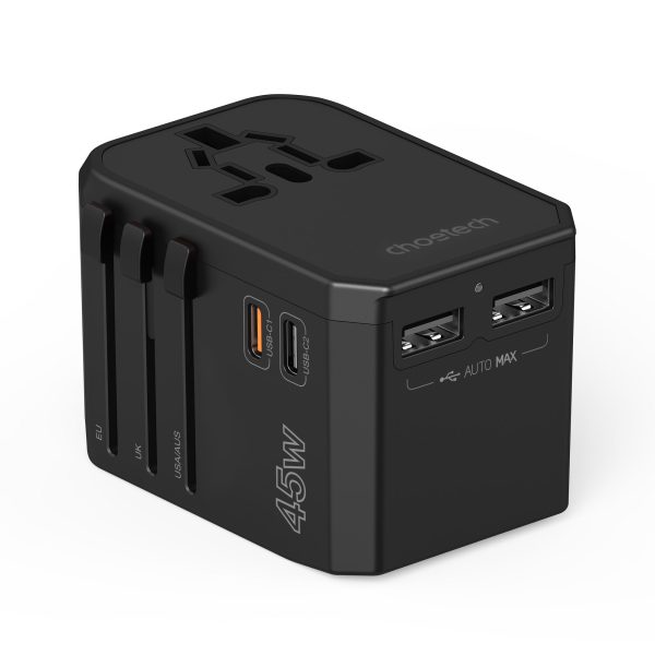 Universālais ceļojuma lādētājs 2X USB-C 2X USB-A PD 45W Izmantojiet ES UK Aule