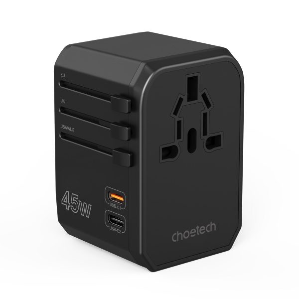 Universālais ceļojuma lādētājs 2X USB-C 2X USB-A PD 45W Izmantojiet ES UK Aule