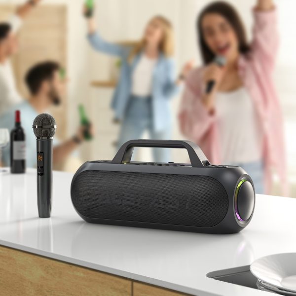 Bezvadu runātājs Karaoke 200W ar 2 USB-C melnajiem mikrofoniem