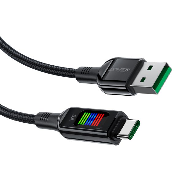 USB-A kabeļa Cable-USB-C 60W ar 1,2 m melnu displeju
