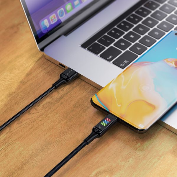 USB-A kabeļa Cable-USB-C 60W ar 1,2 m melnu displeju