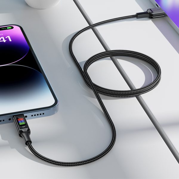 USB-A kabeļa Cable-USB-C 60W ar 1,2 m melnu displeju