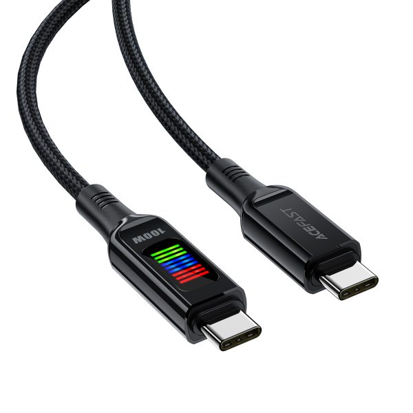 USB-C kabeļa kabelis-USB-C 100W ar 1,2 m melnu displeju
