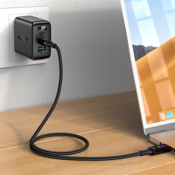 USB-C kabeļa kabelis-USB-C 100W ar 1,2 m melnu displeju