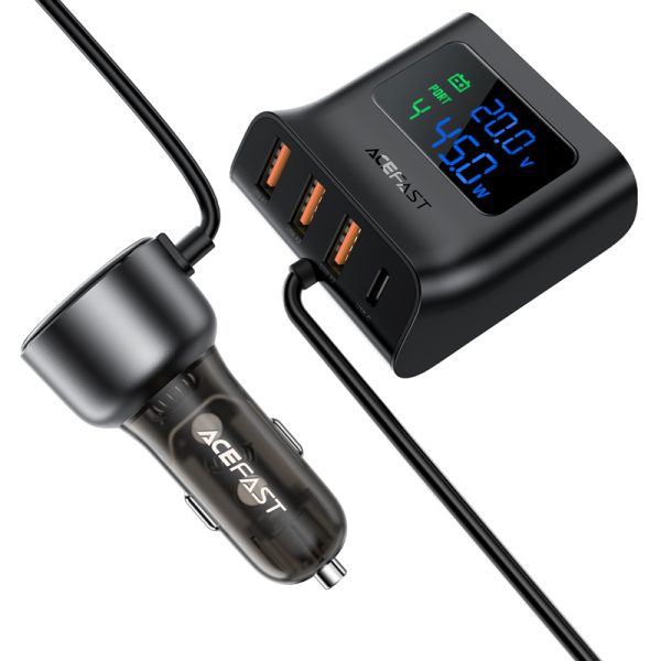 Automašīnas lādētājs 138W uzlādes stacija 6 USB melnās ostas