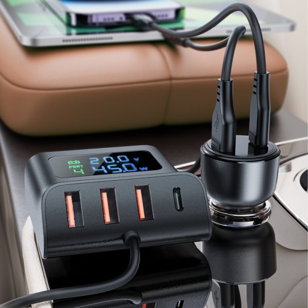 Automašīnas lādētājs 138W uzlādes stacija 6 USB melnās ostas