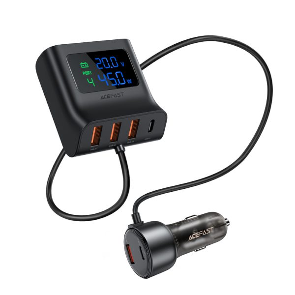 Automašīnas lādētājs 138W uzlādes stacija 6 USB melnās ostas