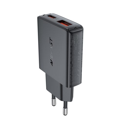 Mazs plakanā tīkla lādētājs GAN PD 30W USB-A USB-C Black