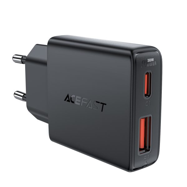 Mazs plakanā tīkla lādētājs GAN PD 30W USB-A USB-C Black
