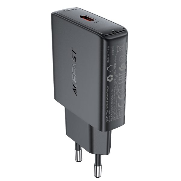 Mazs plakans lādētājs GAN PD 20W USB-C melns