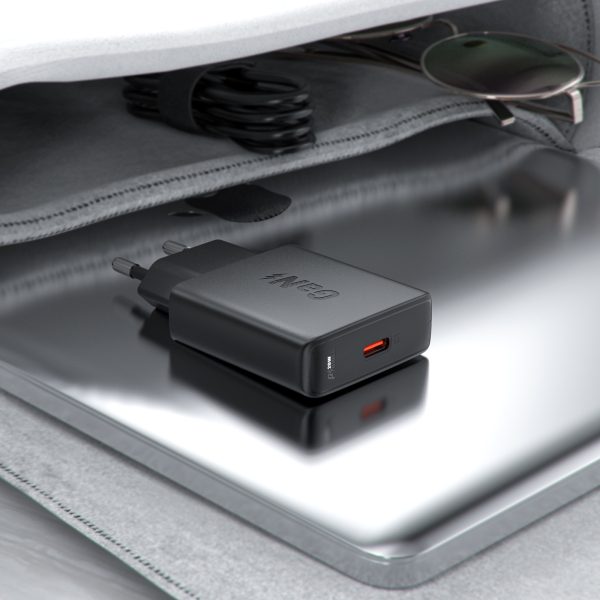 Mazs plakans lādētājs GAN PD 20W USB-C melns