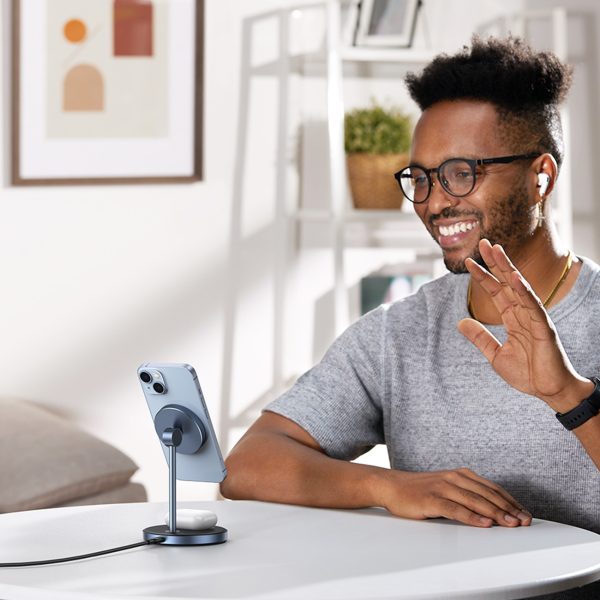 2in1 20W lādēšanas stacija un magnētiskais stends magsafe qi USB-C melns