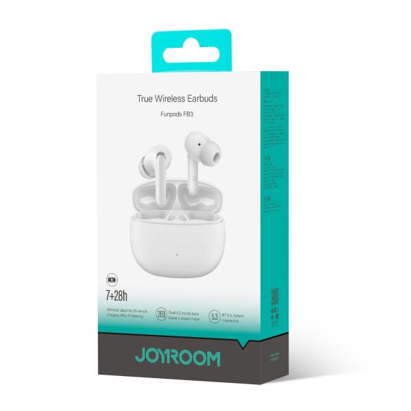 Bezvadu austiņas TWS Funpods Series JR-FB3 Bluetooth 5.3 Balts